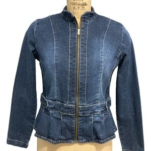 Denim Jean Jacket Peplum Waist Size PL